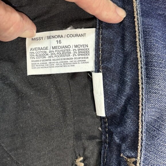 NINE WEST Jeans Missy Sz. 16 Average Dark Blue Embellished Embroidered Flared - Picture 9 of 16